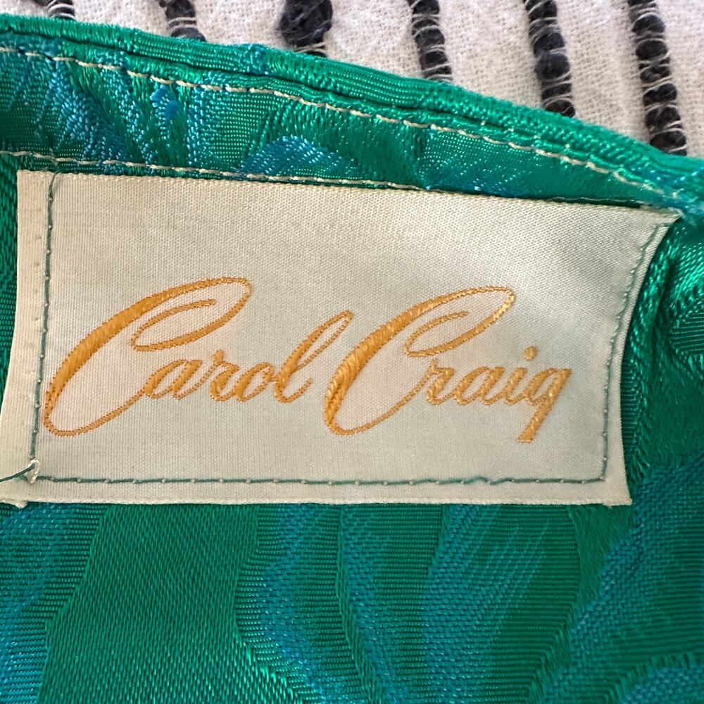 50s Vintage CAROL CRAIG | Matching Green and Blue Brocade Skirt Suit | Sz Small - Picture 8 of 9